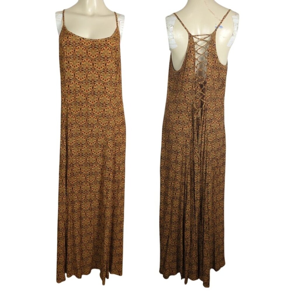 Laundry by Shelli Segal Vintage Maxi Dress Mandala print Lace up back Size 14‎